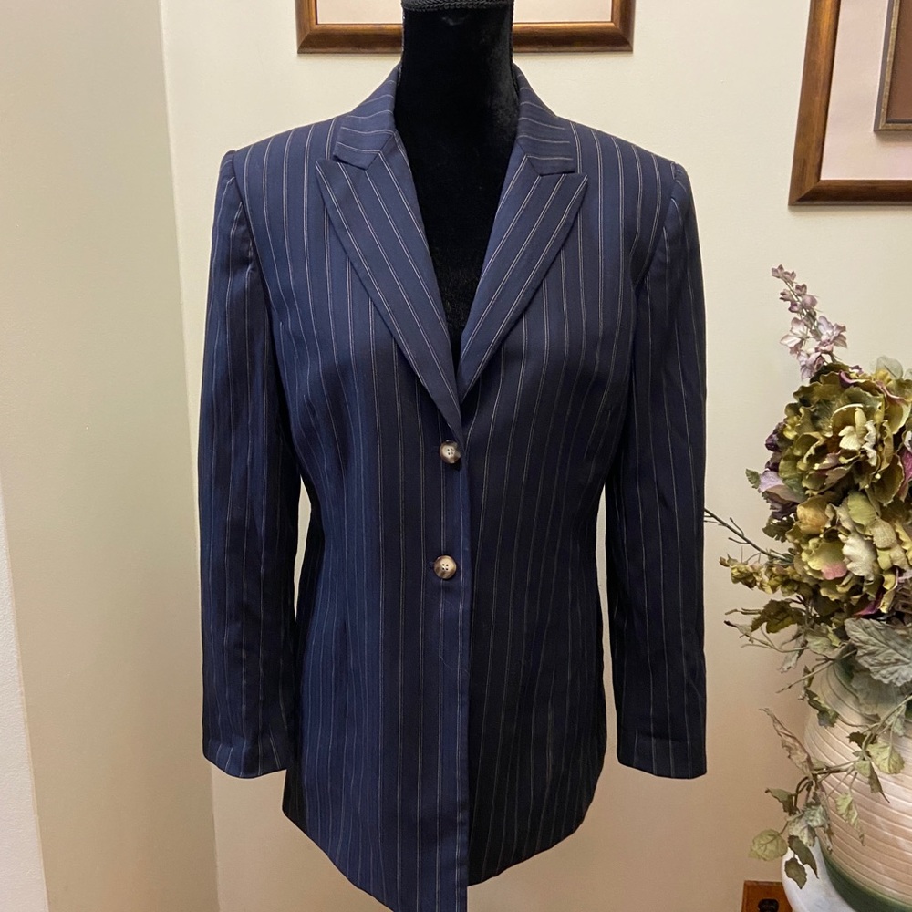 Kenar navy blue pinstriped blazer
